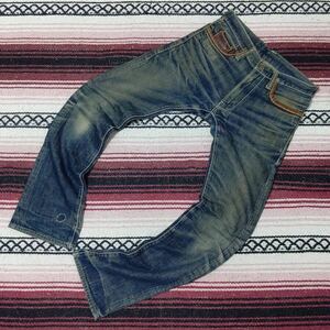 ライダース必見◎【SKULL JEANS】スカル ジーンズ デニム パンツ アメカジ 古着 バイク ツーリング ヴィンテージ 紺 革 ポケット/Y15006jR