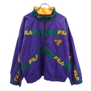 フィラ 90s オールド USA製 ナイロンジャケット M パープル FILA 裏メッシュ メンズ