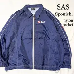 OLD SAS スポニチ 企業物 ナイロンジャケット 一重 M〜L ネイビー