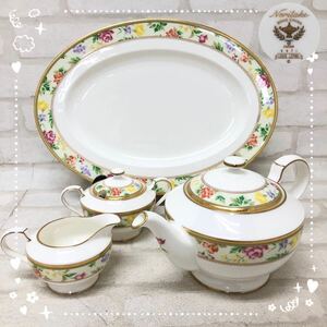 H■61 Noritake LOUIS LEPINE ノリタケ ルイスレイピーン 食器 セット ティーポット シュガーポット クリーマー プレート 皿 金彩 花柄 