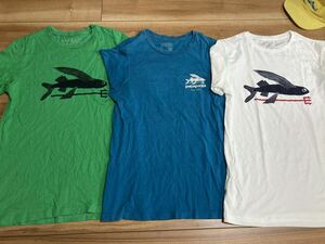 patagonia パタゴニア　p6 フライングフィッシュ 半袖Tシャツ ヴィンテージtシャツ グリーン　水　白　スリムフィットＸＳサイズ 古着