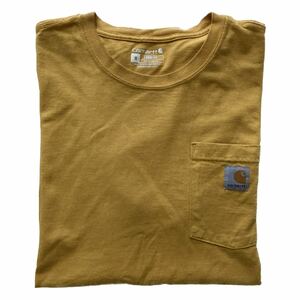 アメリカ買い付け品 カーハート ロゴパッチ ポケットTシャツ M マスタード イエロー Carhartt 半袖 半袖Tシャツ ヴィンテージ ビンテージ