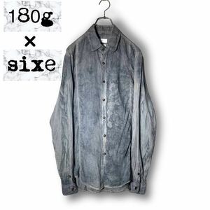 【美品・希少】★180g × sixe★コールドダイL/Sシャツ★コラボ 製品染め ムラ染 長袖 48 M相当 ブルーグレー 春夏 RIPVANWINKLEデザイナー