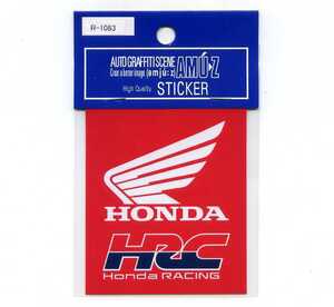 1枚 HONDA ウイングマーク HRCステッカー(赤ベース)【R1083】