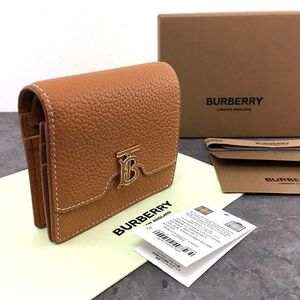 送料込み！ 未使用品 BURBERRY コンパクトウォレット TB ブラウン ギフトにも！ 401