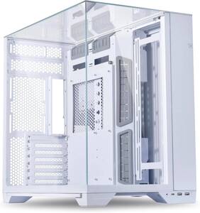 新品 LIANLI ミドルタワーPCケース O11 Vision White 3面強化ガラスパネル ピラーレスデザイン ATX/Micro ATX/Mini-ITX ファン8基搭載可能