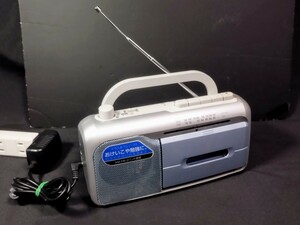 ★美品 コイズミ SAD-1715 ラジカセ FM AM ラジオ 2バンド モノラル 大音量スピーカー ACアダプター付き 動作OK A ブルー 小泉 テレコ