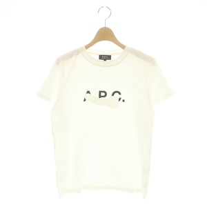 アーペーセー A.P.C. ロゴプリント 半袖カットソー Tシャツ S 白 黒 ホワイト ブラック /MI ■OS レディース