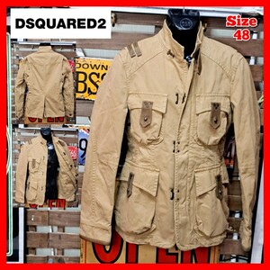 Dsquared2　ディースクエアード　スタッズ　レザー　ミリタリージャケット　M-65 フィールドジャケット　48　L