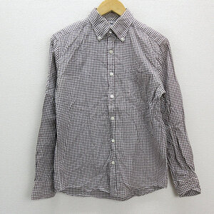 ｍ■ユナイテッドアローズ/Green Label RELAXING ギンガムチェック柄 長袖BDシャツ【M】MENS/133【中古】