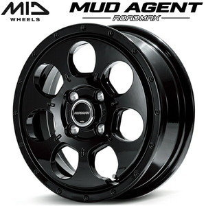 MID ROADMAX MUD AGENT 4本Set セミグロスブラック 7.0J-16インチ 5穴/PCD114.3 インセット+40