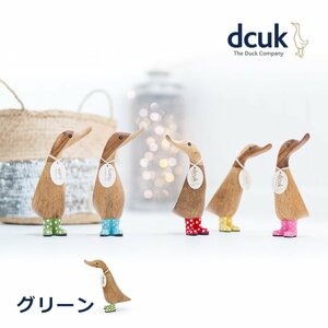 DCUK Spotty Welly Boots Duckling グリーン ダック アヒル オブジェ 雑貨 小物 置物 ギフト プレゼント 長靴 雨 梅雨 竹 人形 インテリア