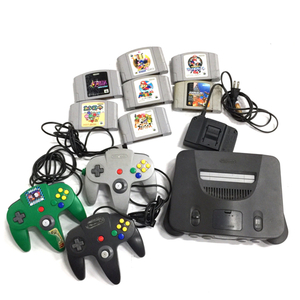 1円 任天堂 Nintendo64 NUS-001 本体 通電確認済み コントローラー3点 カセット7点 まとめ セット 現状品