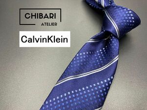 【超美品】CalvinKlein　カルバンクライン　レジメンタル柄　ネクタイ　3本以上送料無料　ネイビー　0605161