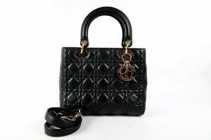 【超美品】Christian Dior クリスチャンディオール カナージュ レディディオール 2WAYショルダー ハンドバッグ【QM9】