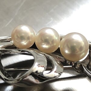 美品 MIKIMOTO ミキモト真珠 パール SILVER シルバー NHK Wネーム ブローチ 本真珠 IW408AJ08MKM_B