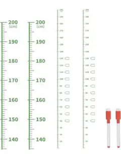 ルーラーステッカー 身長測定チャート マーカーペン付 200cm グリーン 2枚