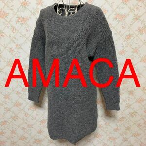 ★AMACA/アマカ★極美品★長袖チュニックセーター38(M.9号) ニット グレー