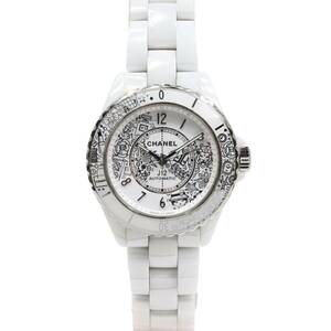 1年間保証 CHANEL シャネル J12 H6476 12P ダイヤモンド ホワイト セラミック SS 白 白文字盤 自動巻き 腕時計 2020本世界限定
