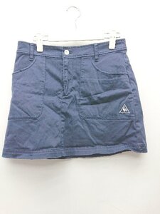 ◇ le coq sportif ルコックスポルティフ ウエストゴム ロゴ 刺? ミニ 台形 スカート サイズ11 ネイビー レディース P