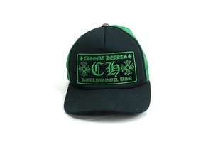 中古 CHROME HEARTS CH HOLLYWOODD TRUCKER HAT クロムハーツ トラッカーキャップ ブラック グリーン ONE SIZE