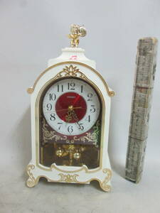 送料は商品説明欄に記入　シチズン　置時計　オルゴール時計　手巻き式　曲　バラの人生　H3５cm　テストOK