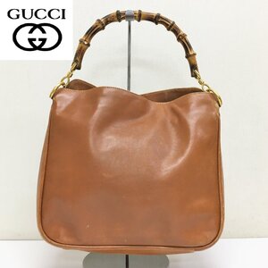 GUCCI/ハンドバッグ/バンブーハンドル/レザー/ゴールド金具/革製/レッドブラウン系/レディース/SD12