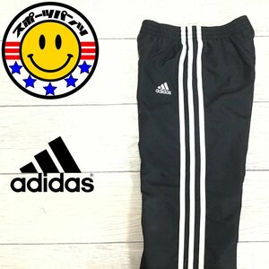 SDN3-917★USA正規品★人気色【adidas アディダス】裏地メッシュ付 3ストライプ シャカシャカパンツ【ユース 110】黒 白 ナイロンパンツ