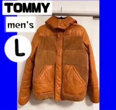 希少【tommy 】ダウンジャケット　L レザージャケット　キャメル　ブラウン