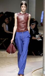 2011SS Celine セリーヌ フィービー期 シルク パンツ スラックス クロンビー レザー コート Phoebe Philo コート 11ss ブルー 青