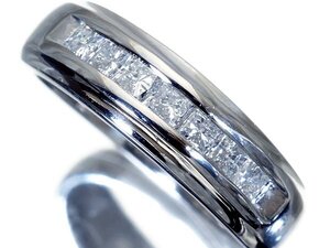 1円～【ジュエリー極】上品な輝き！上質天然プリンセスカットダイヤモンド0.50ct 高級Pt900リング k9431vu【送料無料】