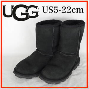 EB6426*UGG*アグ*レディースショートブーツ*ムートンブーツ*US5-22cm*黒