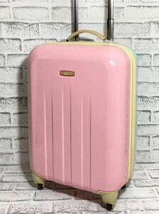 USED良品【Addy ビスケット 35L キャリーケース】ピンク× ミント 南京錠 鍵2個付き 1〜2日用 女子旅 ファンシースーツケース