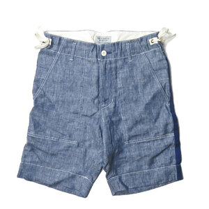 KENNETH FIELD ケネスフィールド 20SS CEREMONY 2 SHORTS -BLUE- セレモニーショーツ リネンサージ S サイドライン 側章 ☆☆mc63291