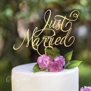 新品カリグラフィー just married ケーキトッパー