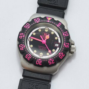 1円 可動品 腕時計 タグホイヤー TAG HEUER フォーミュラ1 プロフェッショナル 200ｍ 377.508 クォーツ レディース ブラック 同梱不可