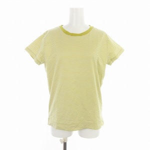 マーガレットハウエル EVEN STRIPE JERSEY TEE Tシャツ カットソー ボーダー 半袖 2 M 黄 イエロー 白 ホワイト 578-9168003 /RO