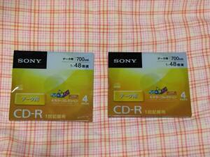 即決　送料無料　未開封　SONY　CD-R　4PACK×2点　データー用　700MB　1－48倍速　4カラーコレクション　4CDQ80GX