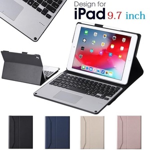 FT-3058T iPad9.7インチ/Pro9.7/air2用 PUレザーケース付 Bluetooth ワイヤレス キーボード マウスパッド付脱着式 紺