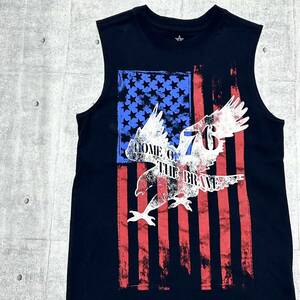 キッズ150位 タンクトップ 星条旗 Home of the brave 子供服　　Stars and Stripes ノースリーブ Tシャツ 男の子 アメリカ国旗 柳10104