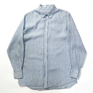 00s 90s Individualized shirts インディヴィジュアライズドシャツ アメリカ製 ビンテージ リネン 長袖シャツ ストライプ usa old L nos