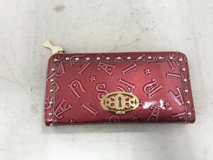 【ANNA　SUI】アナスイ　L字ジップ長財布　パープルピンク　ロゴ柄　レザー　SY02-EKZ