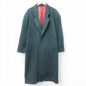 XL/古着 長袖 ウール コート メンズ 90s ラグラン 大きいサイズ ロング丈 緑系 グリーン 23nov21 中古 アウター