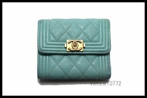 近年モデル希少美中古■CHANEL 27番台 ボーイシャネル レザー 3つ折り財布 シャネル■0307er22469