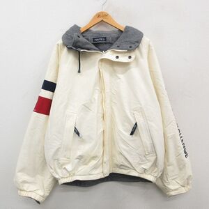 XL/古着 ノーティカ 長袖 ブランド セーリング ジャケット メンズ 90s ビッグロゴ リバーシブル 大きいサイズ ラグラン 白他 ホワイト spe