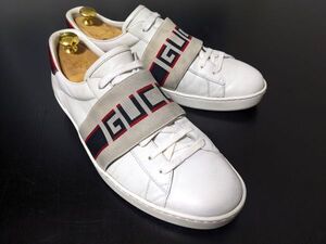 グッチ 9 Gucci ロゴベルト オフホワイト ローカット レザースニーカー 9570