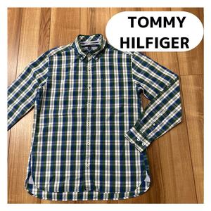 TOMMY HILFIGER トミーヒルフィガー 長袖シャツ ボタンダウン チェック柄 クラシックフィット グリーン サイズS 玉mc1581