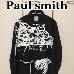 Paul Smith Spaghetti PRINT SHIRT 20AW Sサイズ　長袖シャツ　ブラック　スパゲッティ　個性的　モノトーン