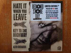 【即決】KEITH RICHARDS「HATE IT WHEN YOU LEAVE」2020年/RSD限定7インチ/シングル盤/未開封新品/RED VINYL■キース・リチャーズ