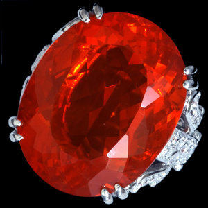 B1523 逸品大粒ファイアーオパール１９．５５ct 天然絶品ダイヤモンド０．５３ct 最高級Pｔ900無垢セレブリティビックリング